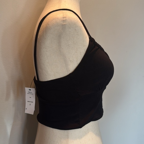 Cotton on Black Spaghetti Cami Strap Crop Top NWT S - Picture 4 of 12